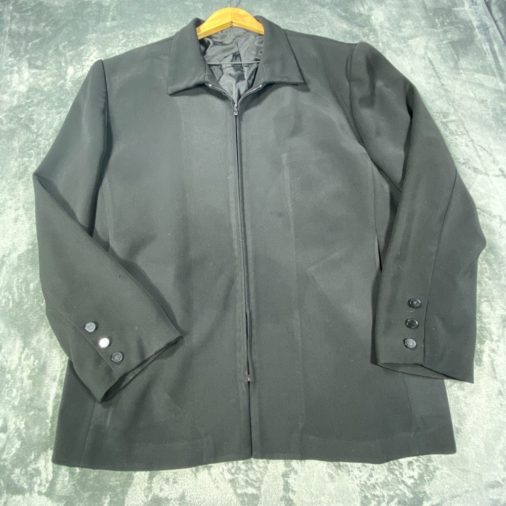 Vintage Carmel Zhao Shirt Jacket 3XL Black Zip Up Long Sleeve Mandarin Style USA